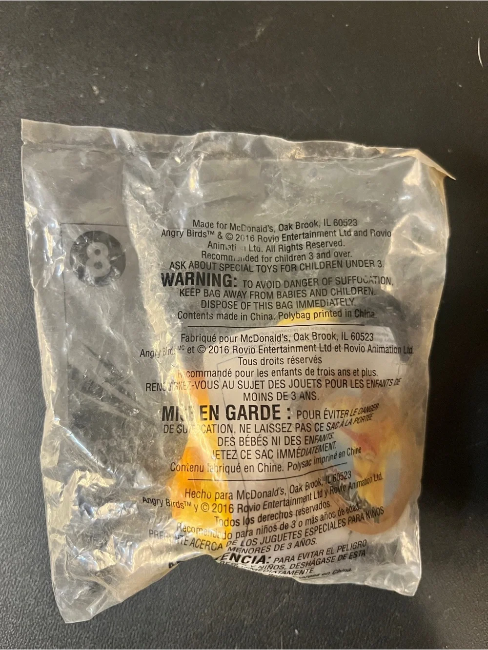2016 The Angry birds Movie Mcdonald's Happy Meal #8 Chuck Yellow SEALED